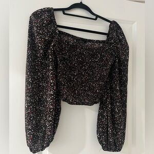 Floral Puff Sleeve Crop Top